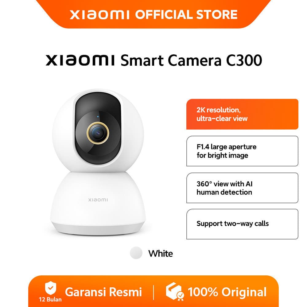 Xiaomi Smart Camera C300 | CCTV Indoor | 2K Ultra-clear HD | 3MP | F1.4 AI Pendeteksi Manusia | Rotasi 360° | Fitur Call 2 Arah [ Official Store ]