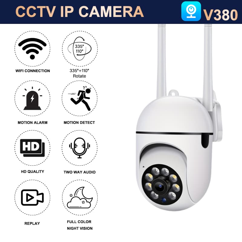 CCTV V380 Pro IP camera 360° Wide 1080P HD Wi-Fi Security Kamera cctv wifi jarak jauh lewat hp