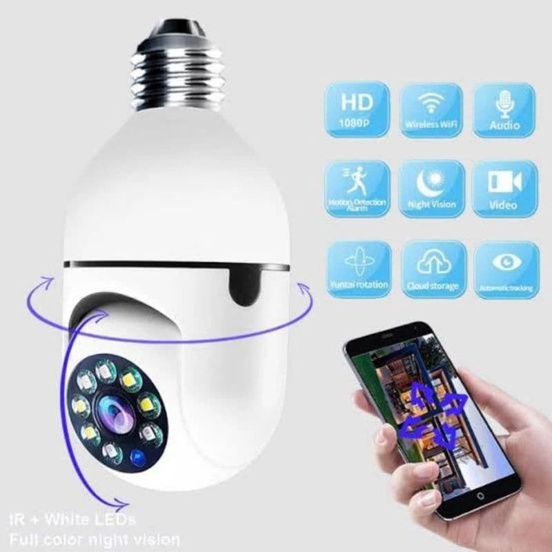 Kamera Cctv Ip Wifi Hd 8MP 1080p Panoramic 360 Derajat Bentuk Lampu Bohlam