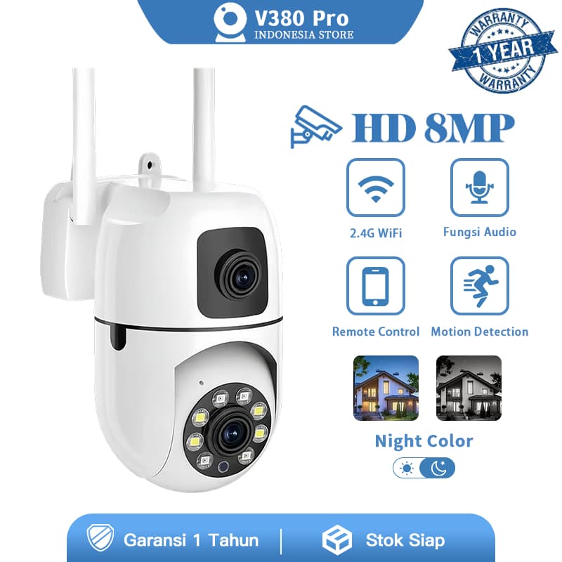 Garansi 1 Tahun-V380 Pro Outdoor CCTV Pelacakan Manusia HD Penglihatan Malam Alarm Pintar Nirkabel Kamera Tahan air IP65
