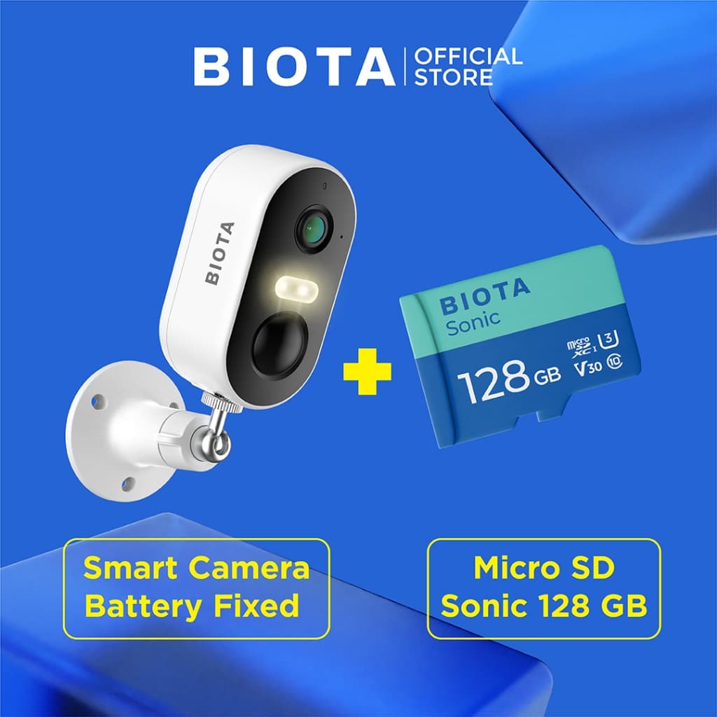 BIOTA Bundling Smart Camera Battery Fixed + Micro SD - Kamera CCTV Tanpa Kabel Pantau Jarak Jauh Lewat HP