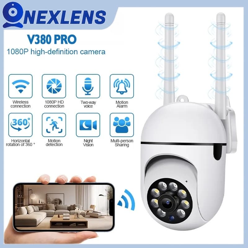 V380 Pro CCTV Camera  360° Panoramic  1080P HD WiFi Two Way Audio  Outdoor Security Camera