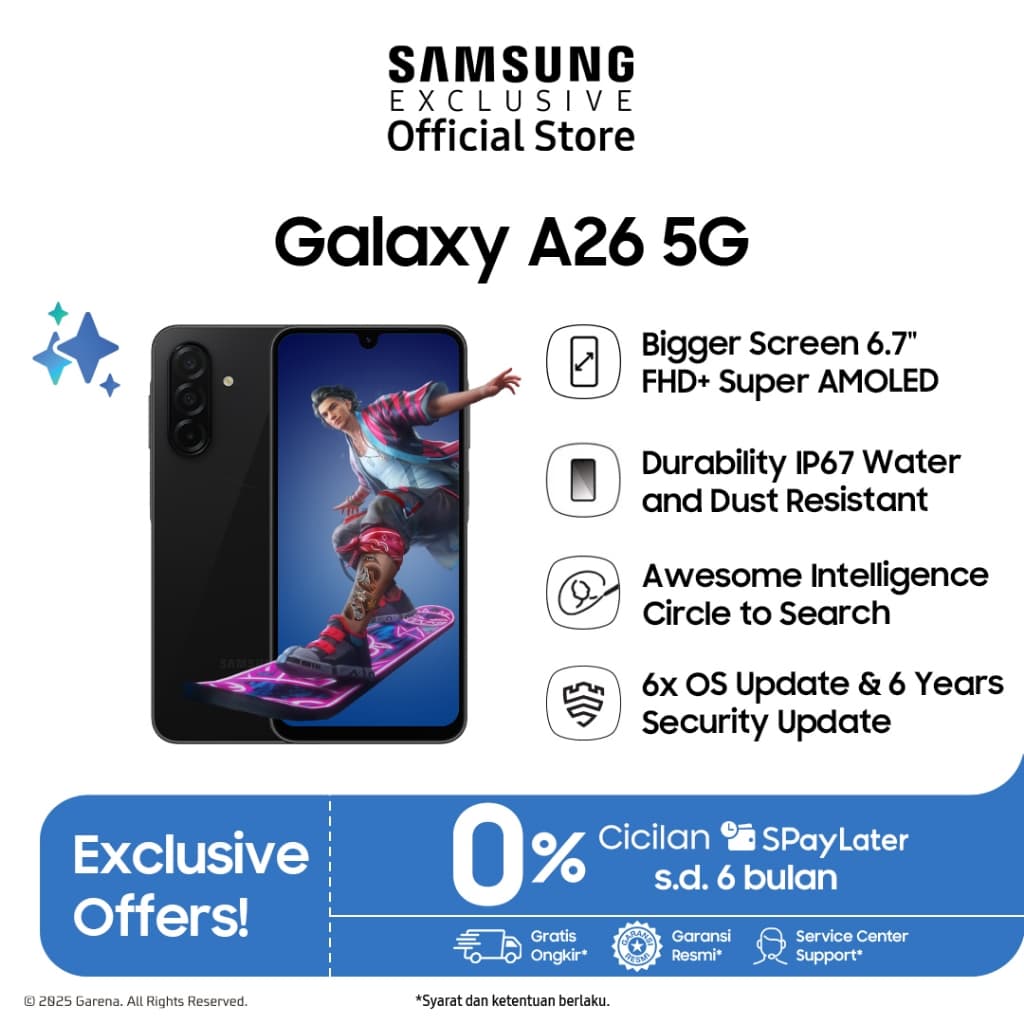 Samsung Galaxy A26 5G 8/128 GB - Black | Galaxy AI | Smartphone AI | Baterai 5000mAh