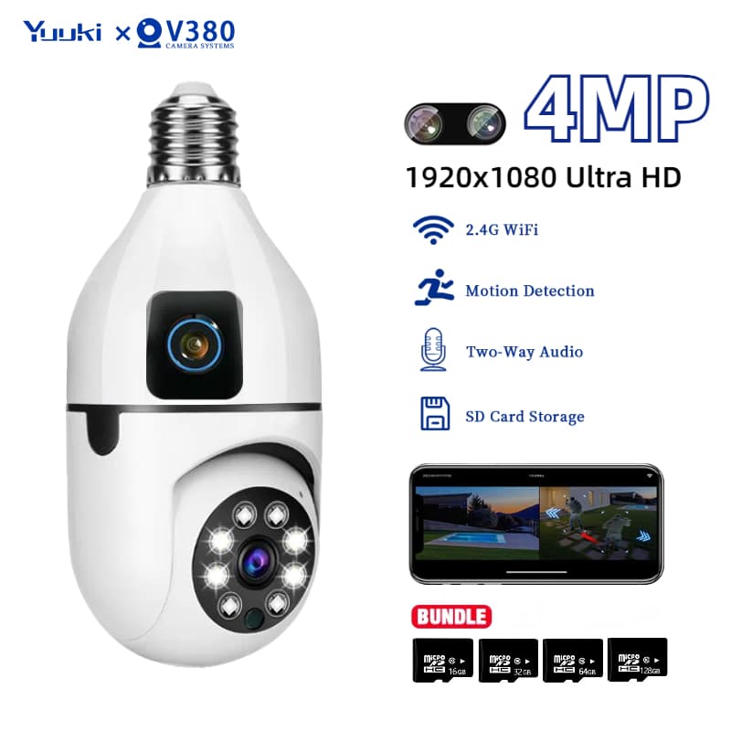 [Garansi 1 Tahun] V380 Pro CCTV Lampu Dual Lens Full HD 360  Rotation Auto Tracking Two-Way Voice Smart Wifi Kamera