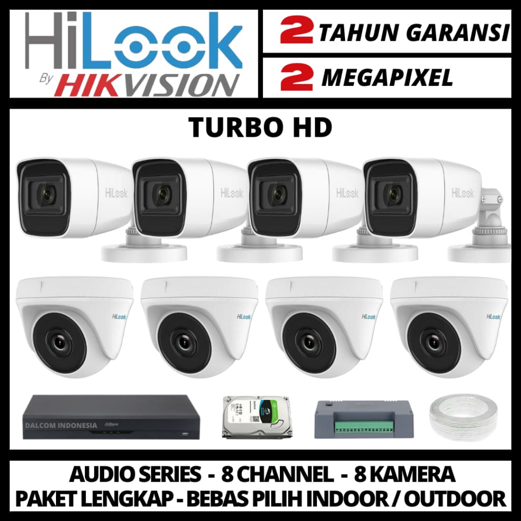 Paket CCTV Hilook 2MP Turbo HD 1-8 Channel