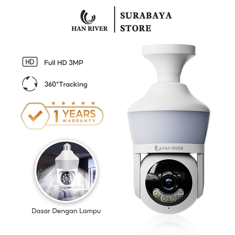 HAN RIVER CCTV Camera Bulb Design WiFi HD Smart Security Camera with Two-Way Audio for Home/Shop