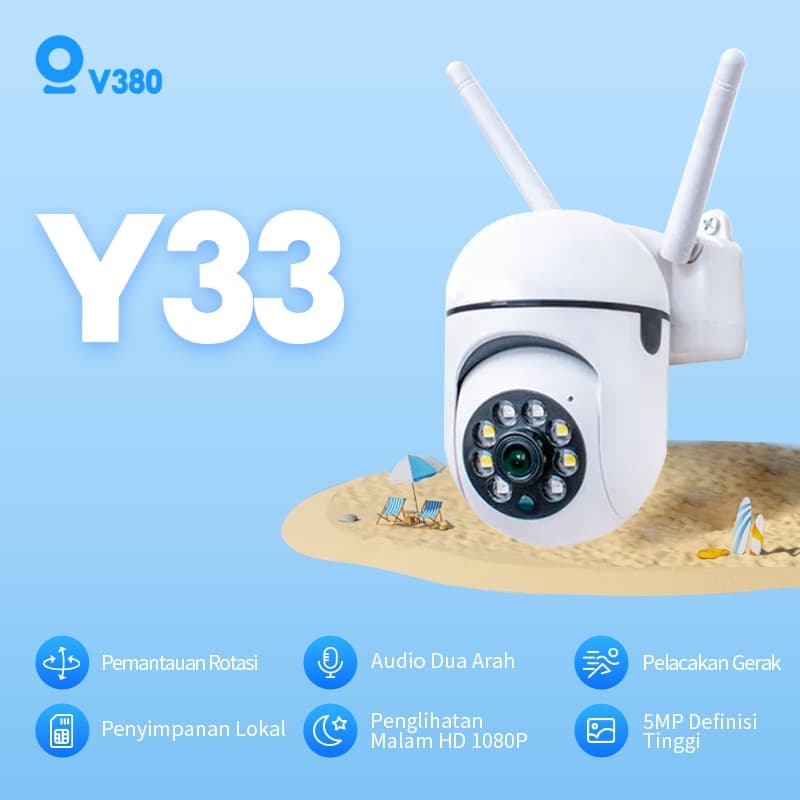 [Garansi satu tahun]V380 Y33 PTZ Outdoor CCTV Pelacakan Manusia HD Penglihatan Malam Nirkabel Kamera Tahan air Tahan