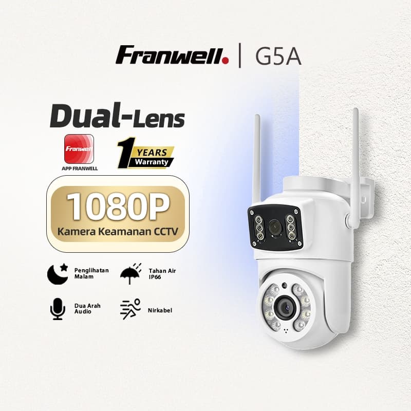 Franwell CCTV WiFi Outdoor Dual Lens 1080P Full Color Malam Audio 2 Arah Mudah Pasang & Tahan Hujan