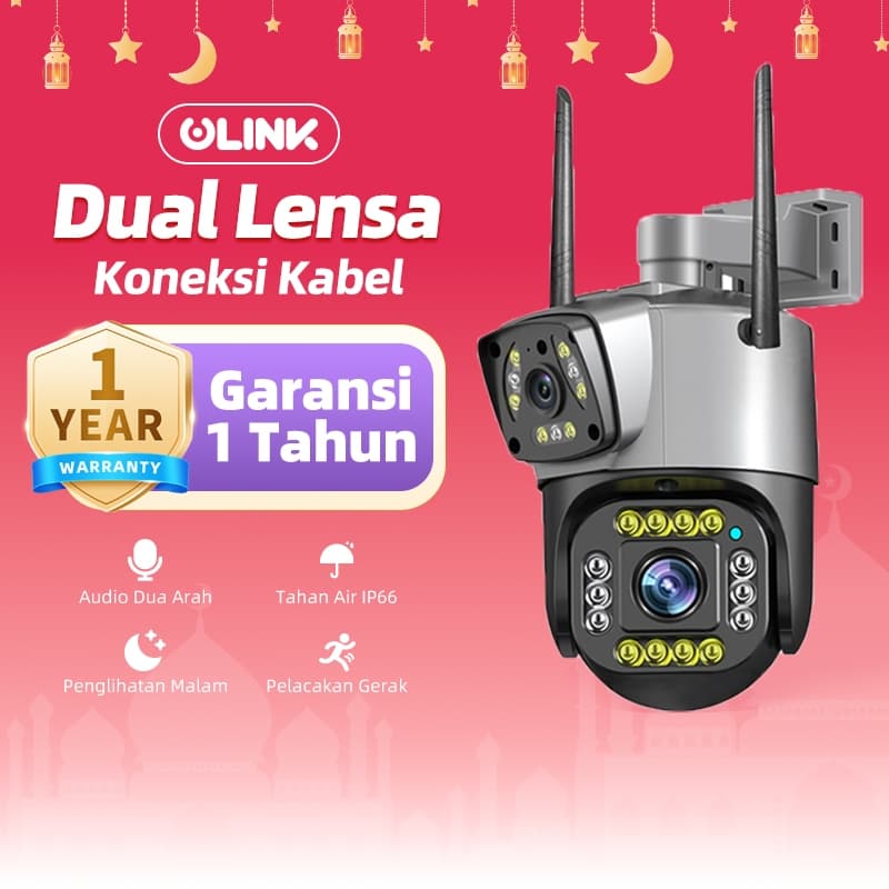ULINK V10 8MP CCTV Outdoor Camera HD Wi-Fi Tahan Air Kamera keamanan Lensa Ganda Pelacakan Gerak