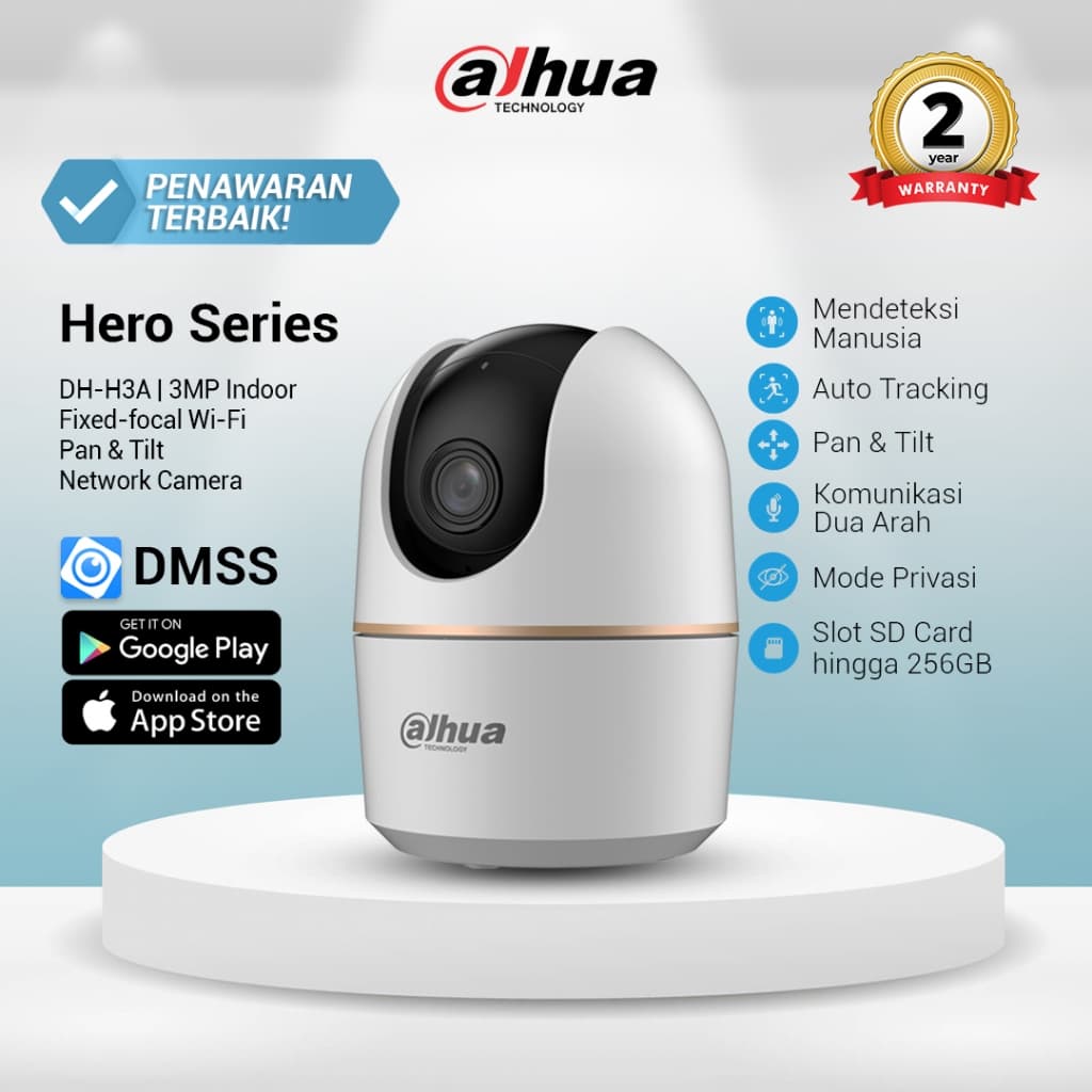 Dahua Hero A1 Series DH-H3A | Kamera CCTV Wi-Fi Indoor 3MP Pan & Tilt Human Detection CCTV Wifi Pet Detection
