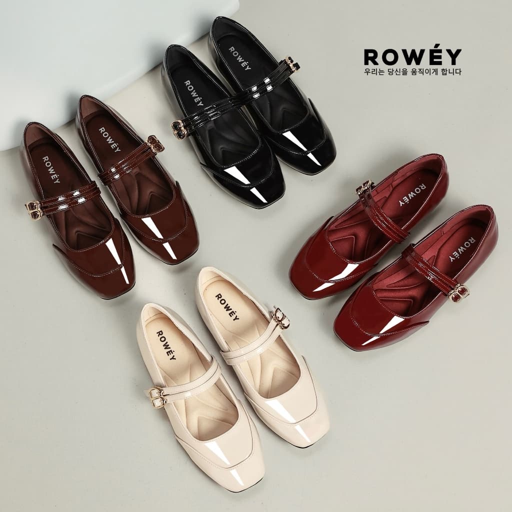 Rowey Sepatu Flat Shoes Wanita Korea Mewah Delima