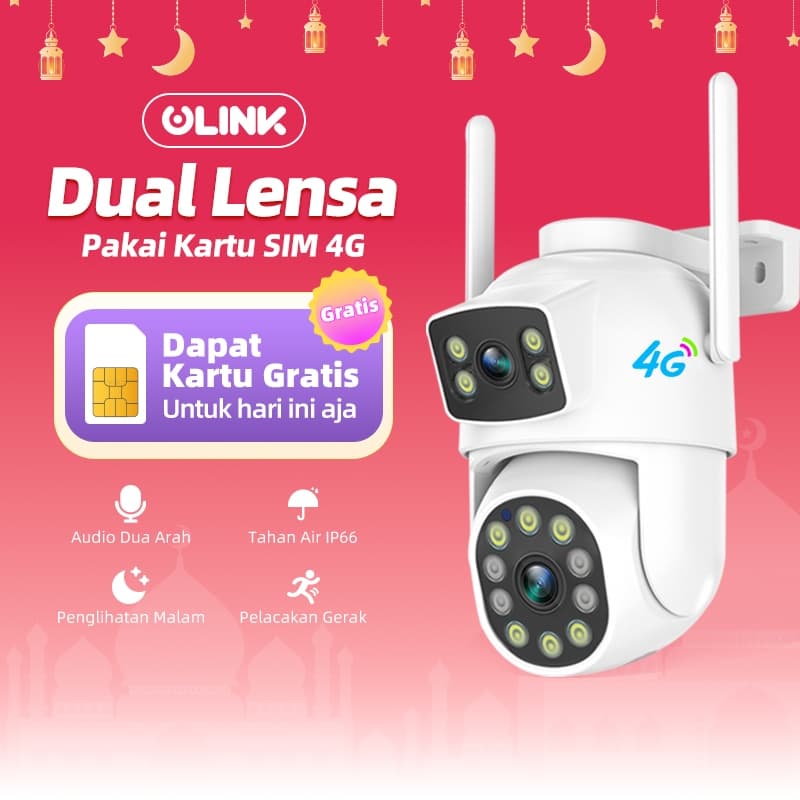 Free sim card ULINK BP3-4G 8MP CCTV Outdoor Camera HD Multi Penglihatan Malam Lensa Ganda Kamera keamanan Pelayaran