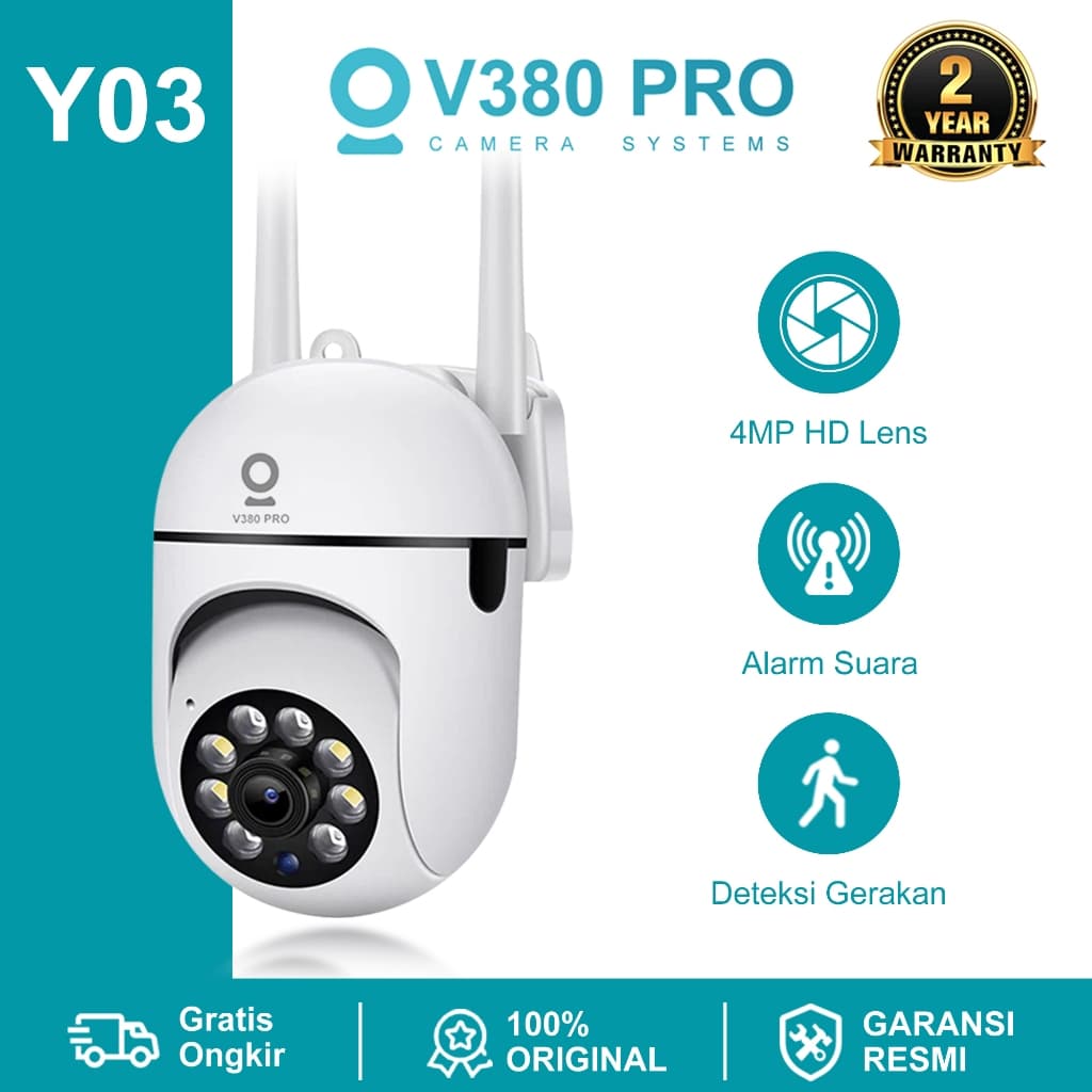 V380 Pro Y03 4MP CCTV Indoor wifi Security Kamera FHD Color Night Vision Tampilan penuh 360° pelacakan otomatis garansi 2 tahun