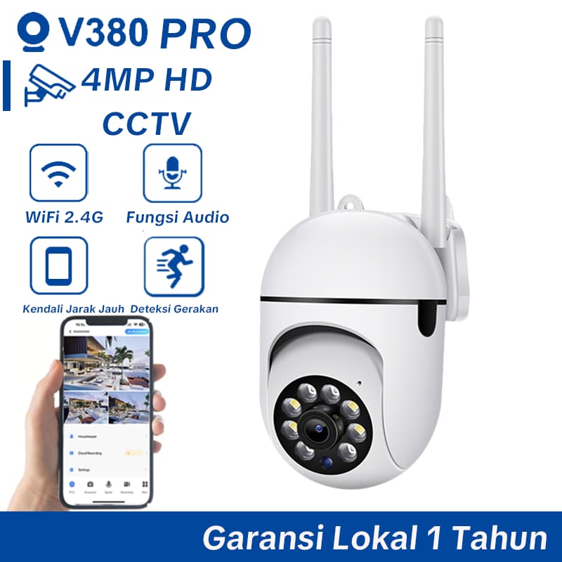 V380 PRO 4MP Kamera CCTV Outdoor Smart WiFi 1080P Connect Cellphone Night Vision Dorongan Informasi