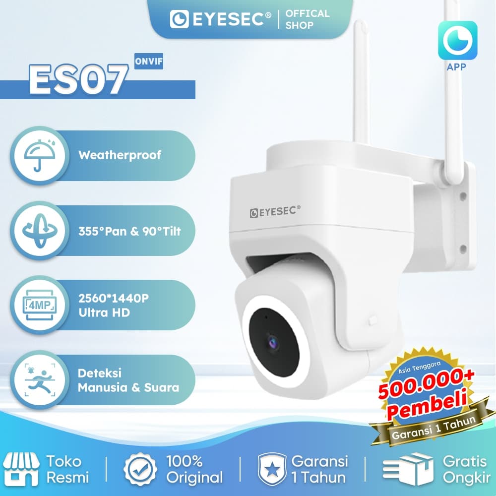 EYESEC IP Kamera Outdoor CCTV Wifi 4MP Waterproof 360 Derajat 3X Zoom Optik Support Tuya APP +Micro SD Garansi 1 Tahun
