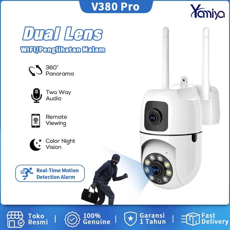 V380 Pro Outdoor Dual Lens CCTV Full HD Smart Wifi 360° Video Rotation Two Way Audio IP Kamera
