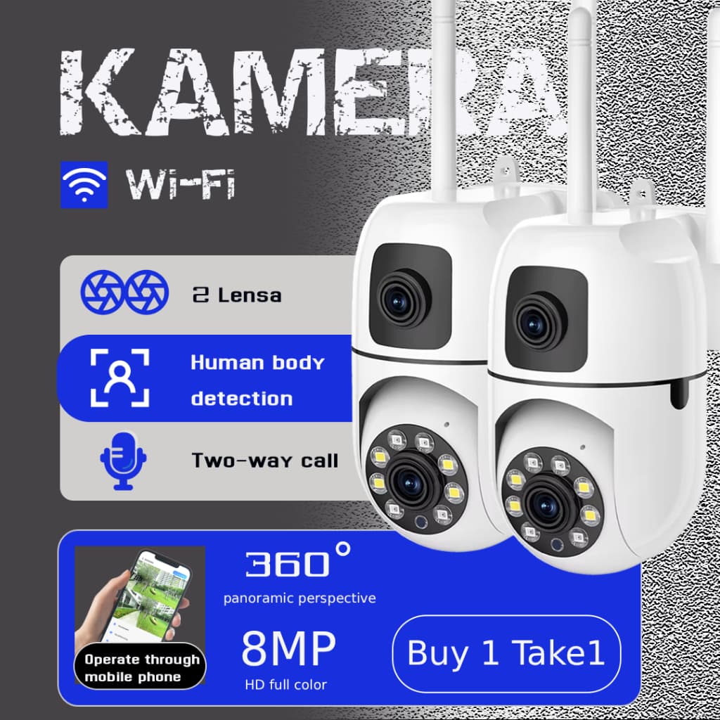 Buy 1 Take 1 V380 Pro CCTV Kamera 1080P Dual LensCCTV WIFI Jarak Jauh Lewat HP Wireless PTZ