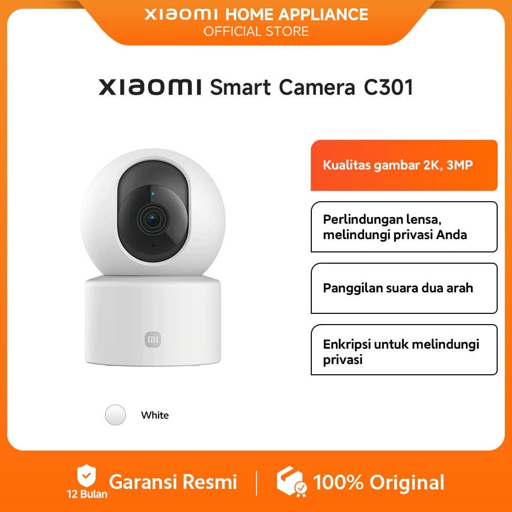 Xiaomi Smart Camera C301| CCTV Indoor | 2K Ultra-clear HD | 3MP | AI Pendeteksi Manusia | Rotasi 360° dan Vertikal 107° | Fitur Call 2 Arah [ Official Store ]