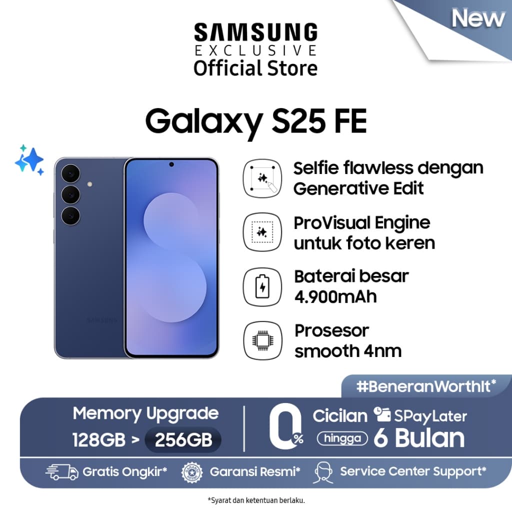 [Free Upgrade dari 128GB] Samsung Galaxy S25 FE 8/256GB - Navy | Smartphone AI | Galaxy AI | 4900 mAh