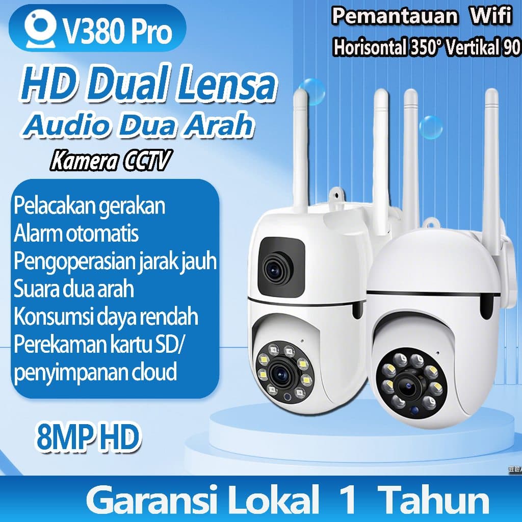 V380 Pro Outdoor CCTV Smart Wifi HD CCTV Two-Way Voice 360° Pemantauan Auto Tracking Waterproof