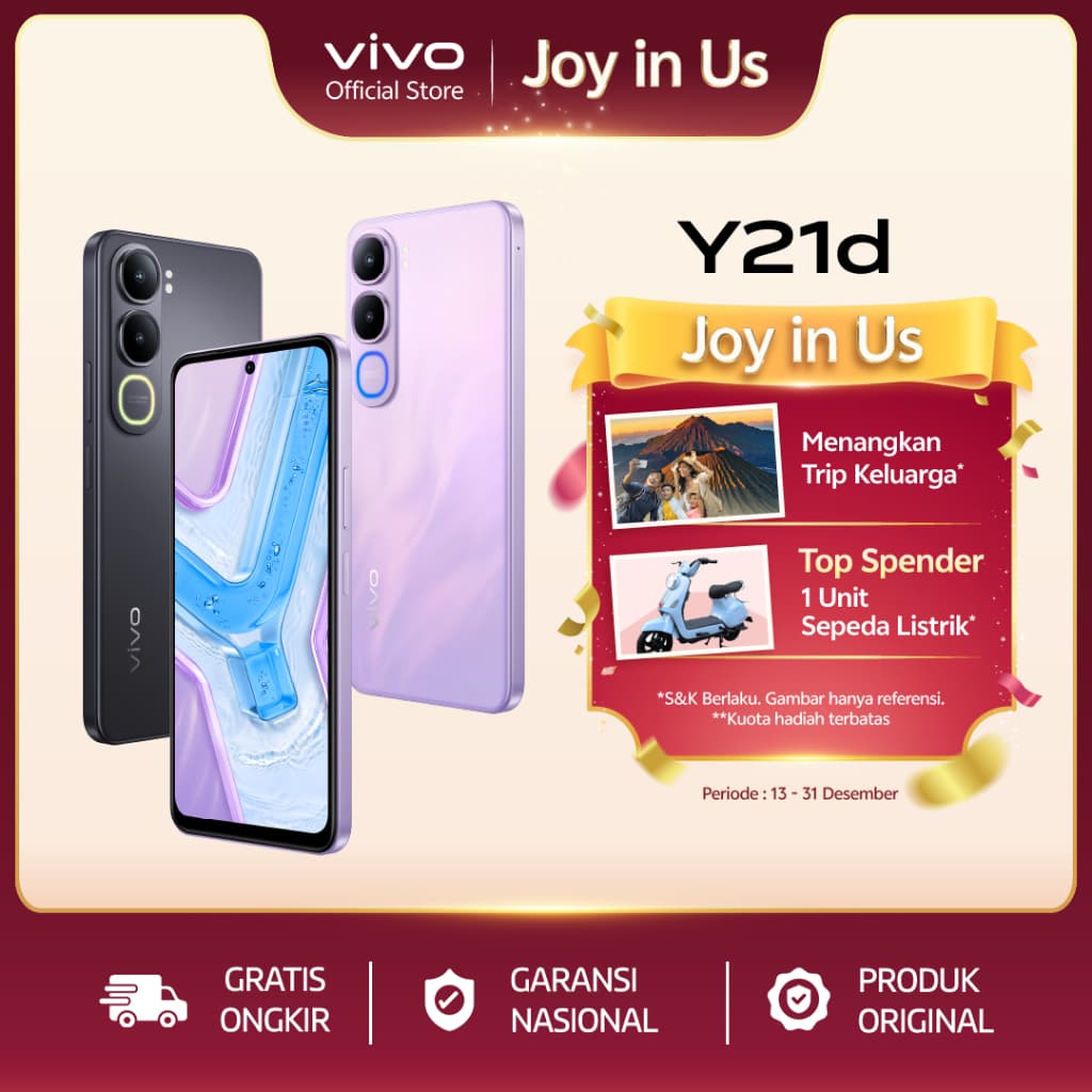 vivo Y21d - IP68/69/69+ Tahan Air Ekstrem, 6500mAh Tahan 3 Hari, Tahan Banting Ekstrem, 50MP Kamera Underwater, Dual Stereo Speaker + 400% Audio