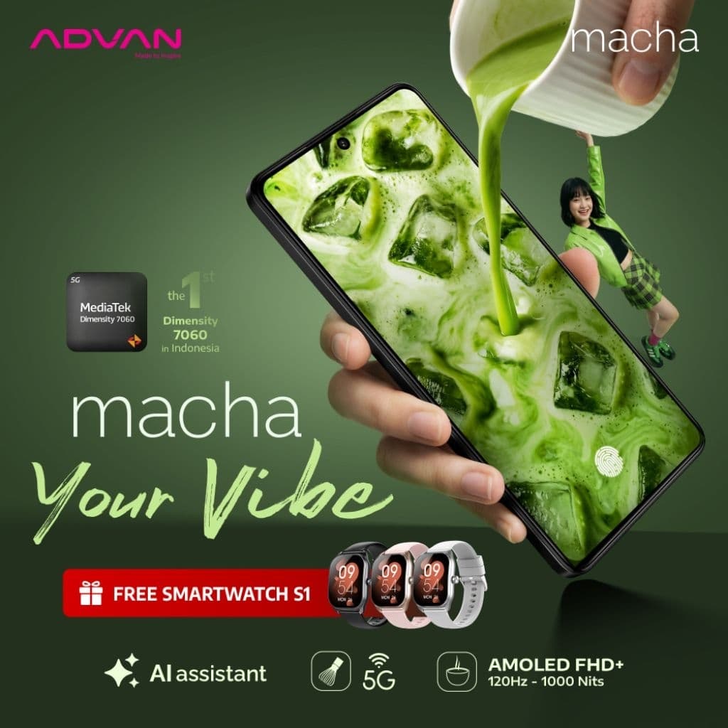 ADVAN Smartphone Macha 5G | Dimensity 7060 | AMOLED 6.67 Inch | RAM 8GB + Storage 256GB UFS 3.1 | Bypass Charging | NFC Fingerprint | Android 15 | Garansi Resmi 1 Tahun